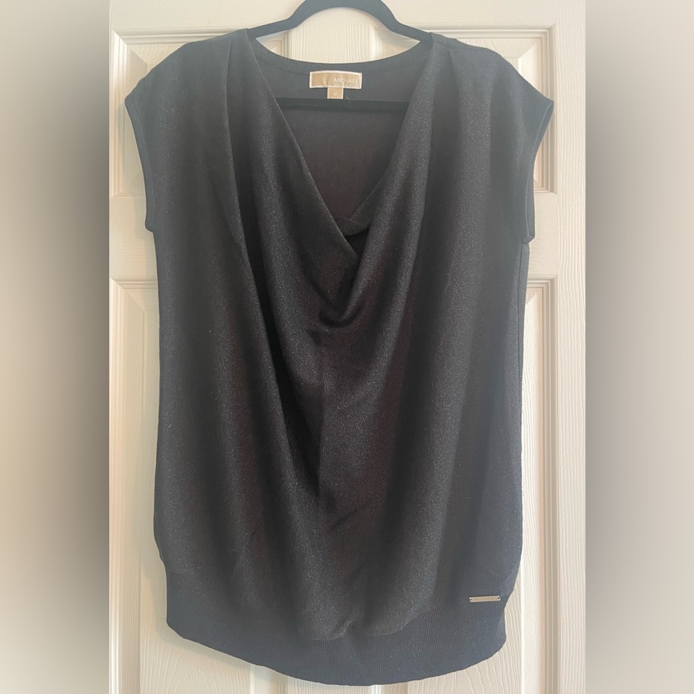 Michael Kors Women’s Black Draped Top size Medium